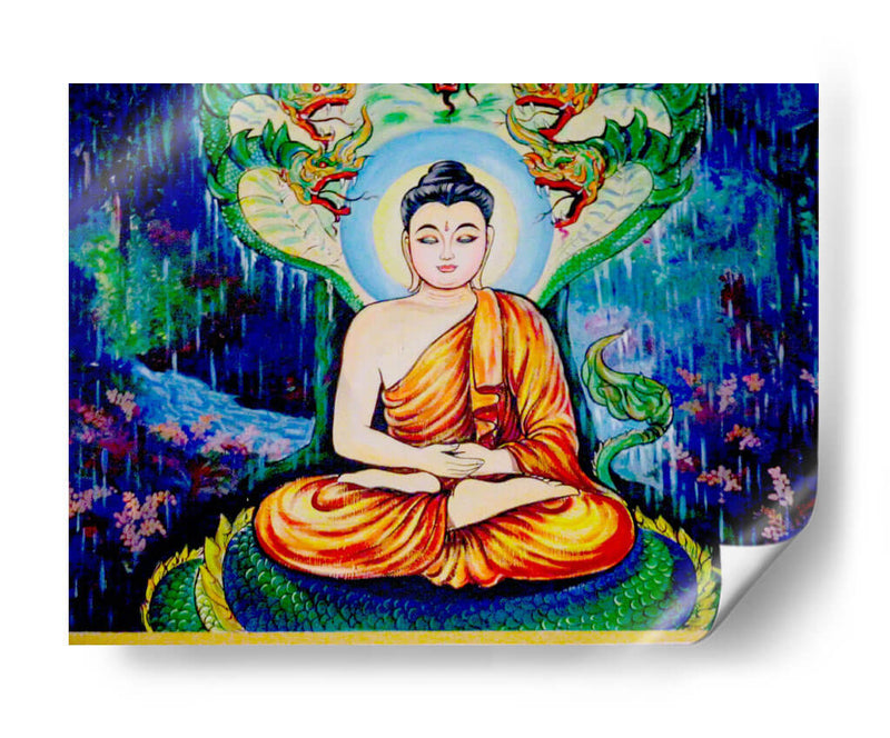 Mucalinda protege al Buda de la lluvia | Cuadro decorativo de Canvas Lab