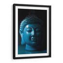 Figura de cabeza de cerámica de Buda azul | Cuadro decorativo de Canvas Lab