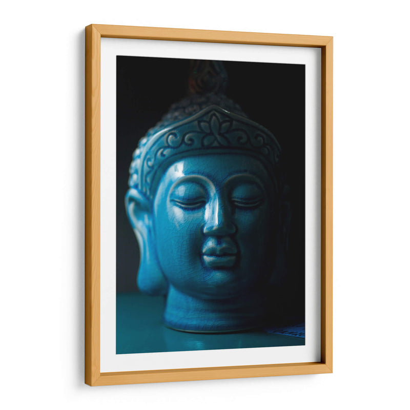 Figura de cabeza de cerámica de Buda azul | Cuadro decorativo de Canvas Lab