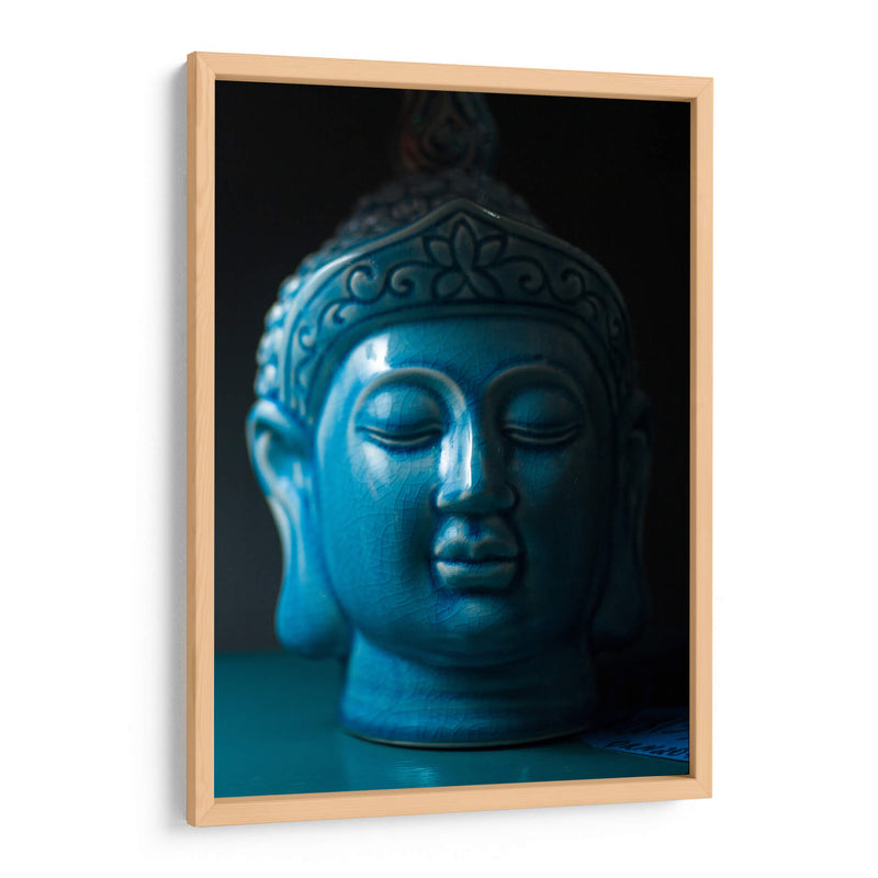 Figura de cabeza de cerámica de Buda azul | Cuadro decorativo de Canvas Lab