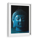 Figura de cabeza de cerámica de Buda azul | Cuadro decorativo de Canvas Lab