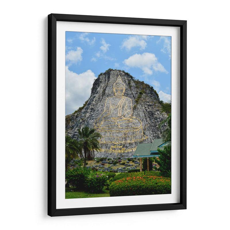 Formación rocosa con ilustraciones de Buda | Cuadro decorativo de Canvas Lab