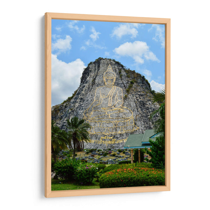 Formación rocosa con ilustraciones de Buda | Cuadro decorativo de Canvas Lab