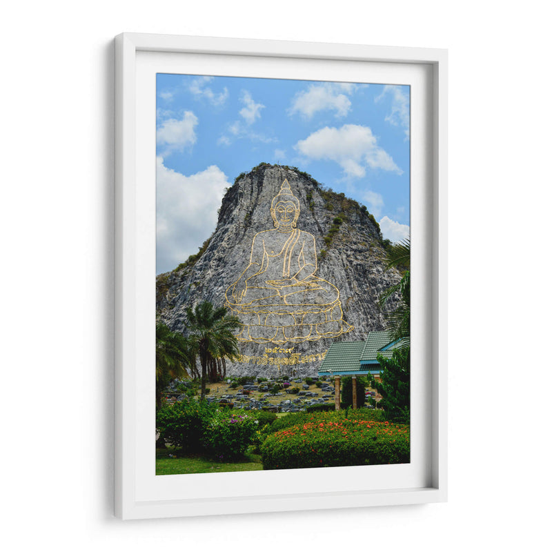 Formación rocosa con ilustraciones de Buda | Cuadro decorativo de Canvas Lab