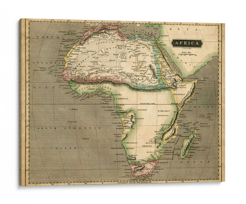 Mapa De Thomsons De África - Thomson | Cuadro decorativo de Canvas Lab