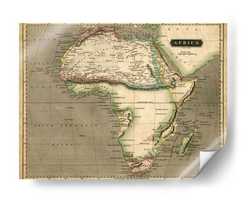 Mapa De Thomsons De África - Thomson | Cuadro decorativo de Canvas Lab