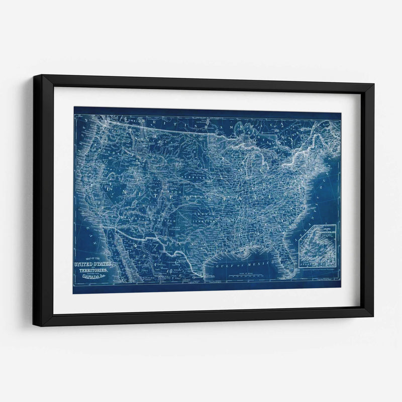 Mapa De Estados Unidos Blueprint - Vision Studio | Cuadro decorativo de Canvas Lab