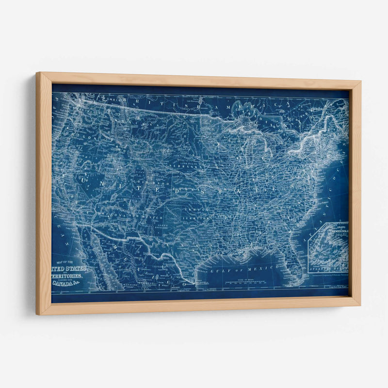 Mapa De Estados Unidos Blueprint - Vision Studio | Cuadro decorativo de Canvas Lab