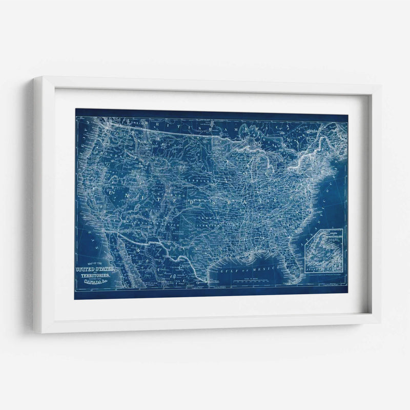 Mapa De Estados Unidos Blueprint - Vision Studio | Cuadro decorativo de Canvas Lab