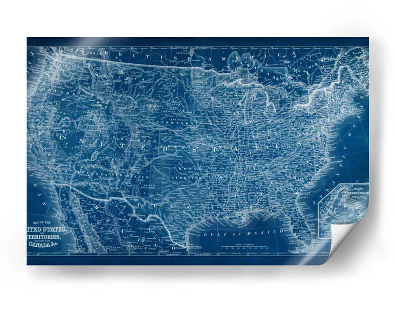 Mapa De Estados Unidos Blueprint - Vision Studio | Cuadro decorativo de Canvas Lab