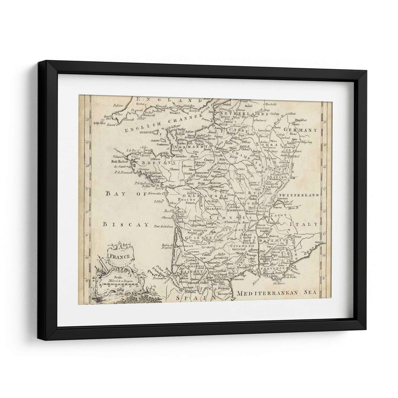 Mapa De Francia - T. Jeffreys | Cuadro decorativo de Canvas Lab