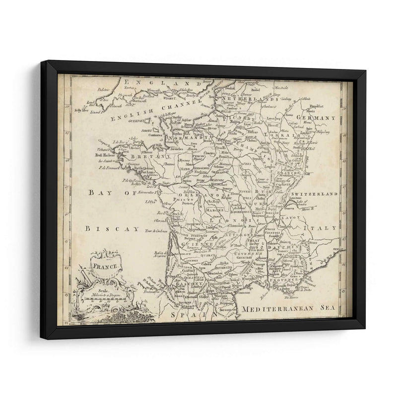 Mapa De Francia - T. Jeffreys | Cuadro decorativo de Canvas Lab