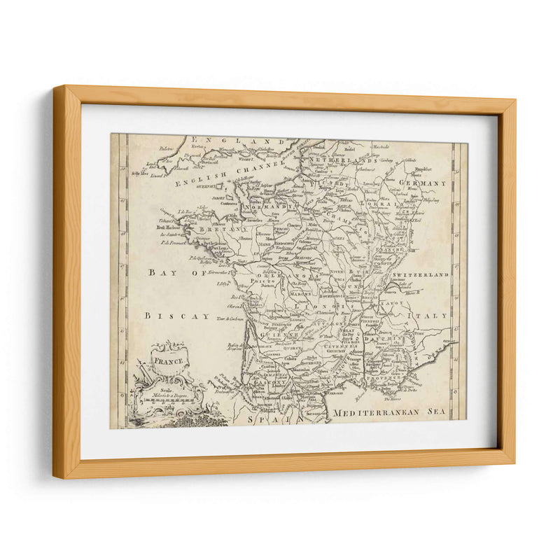 Mapa De Francia - T. Jeffreys | Cuadro decorativo de Canvas Lab