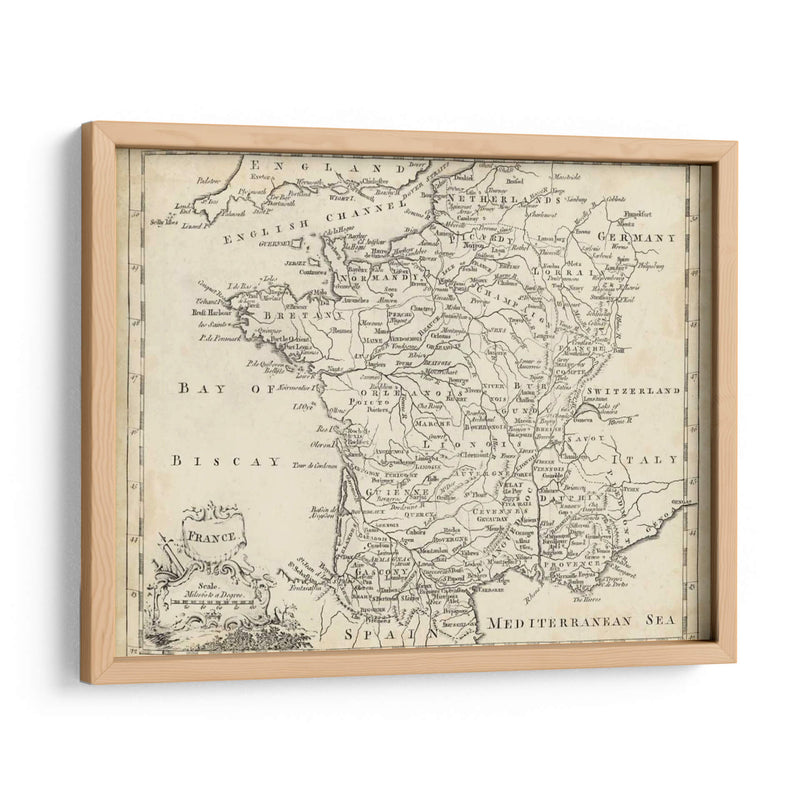 Mapa De Francia - T. Jeffreys | Cuadro decorativo de Canvas Lab