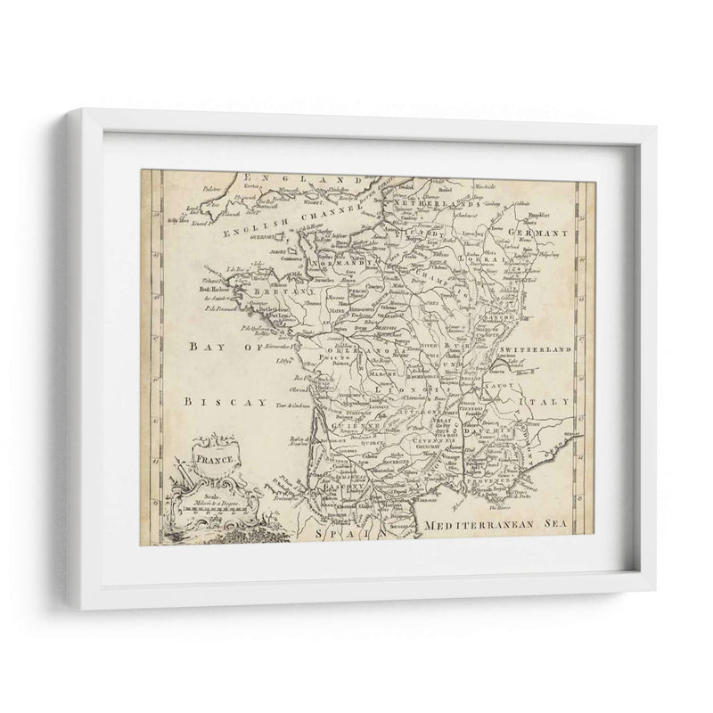 Mapa De Francia - T. Jeffreys | Cuadro decorativo de Canvas Lab