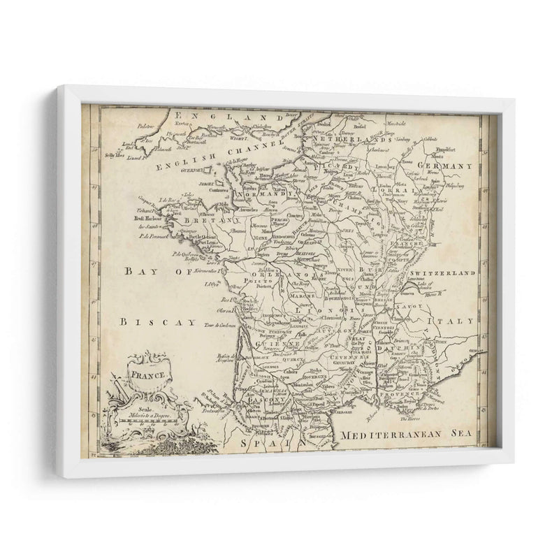 Mapa De Francia - T. Jeffreys | Cuadro decorativo de Canvas Lab