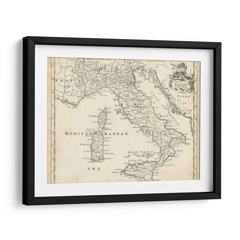 Mapa De Italia - T. Jeffreys | Cuadro decorativo de Canvas Lab