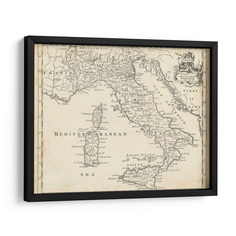 Mapa De Italia - T. Jeffreys | Cuadro decorativo de Canvas Lab