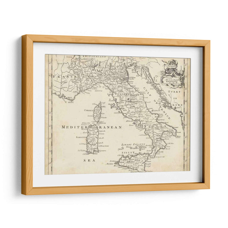 Mapa De Italia - T. Jeffreys | Cuadro decorativo de Canvas Lab