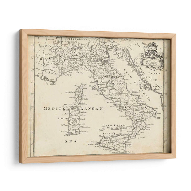 Mapa De Italia - T. Jeffreys | Cuadro decorativo de Canvas Lab