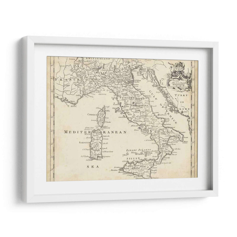 Mapa De Italia - T. Jeffreys | Cuadro decorativo de Canvas Lab