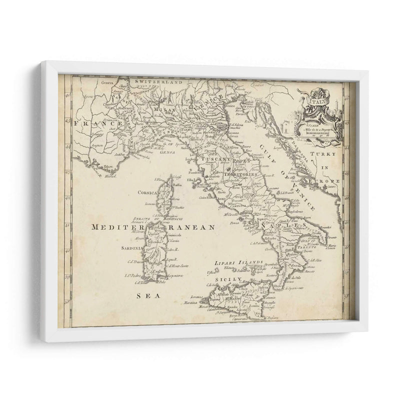 Mapa De Italia - T. Jeffreys | Cuadro decorativo de Canvas Lab