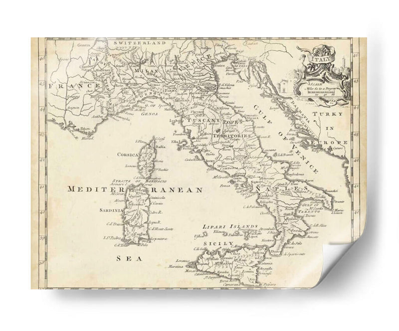 Mapa De Italia - T. Jeffreys | Cuadro decorativo de Canvas Lab