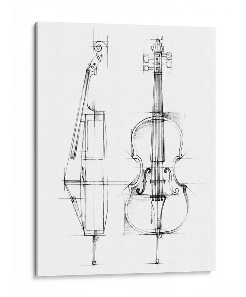 Boceto De Violonchelo - Ethan Harper | Cuadro decorativo de Canvas Lab