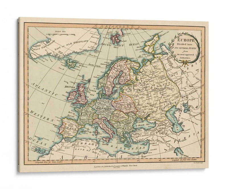 Mapa Histórico De Europa - Laurie and White | Cuadro decorativo de Canvas Lab