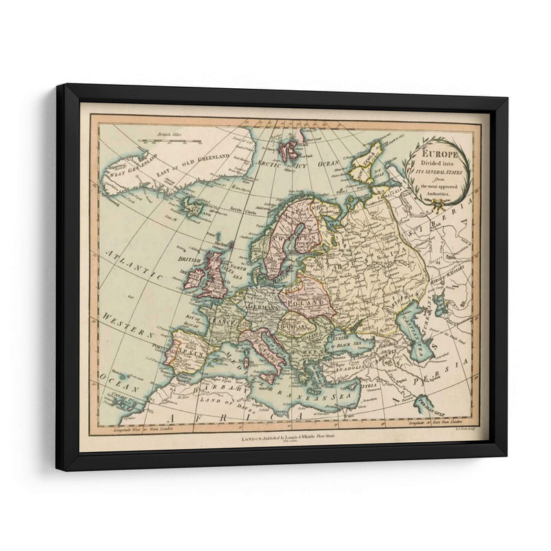 Mapa Histórico De Europa - Laurie and White | Cuadro decorativo de Canvas Lab