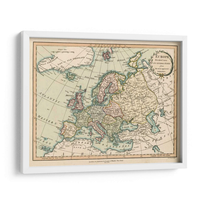 Mapa Histórico De Europa - Laurie and White | Cuadro decorativo de Canvas Lab