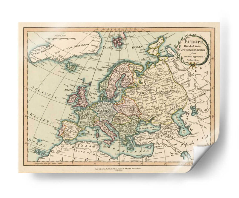 Mapa Histórico De Europa - Laurie and White | Cuadro decorativo de Canvas Lab