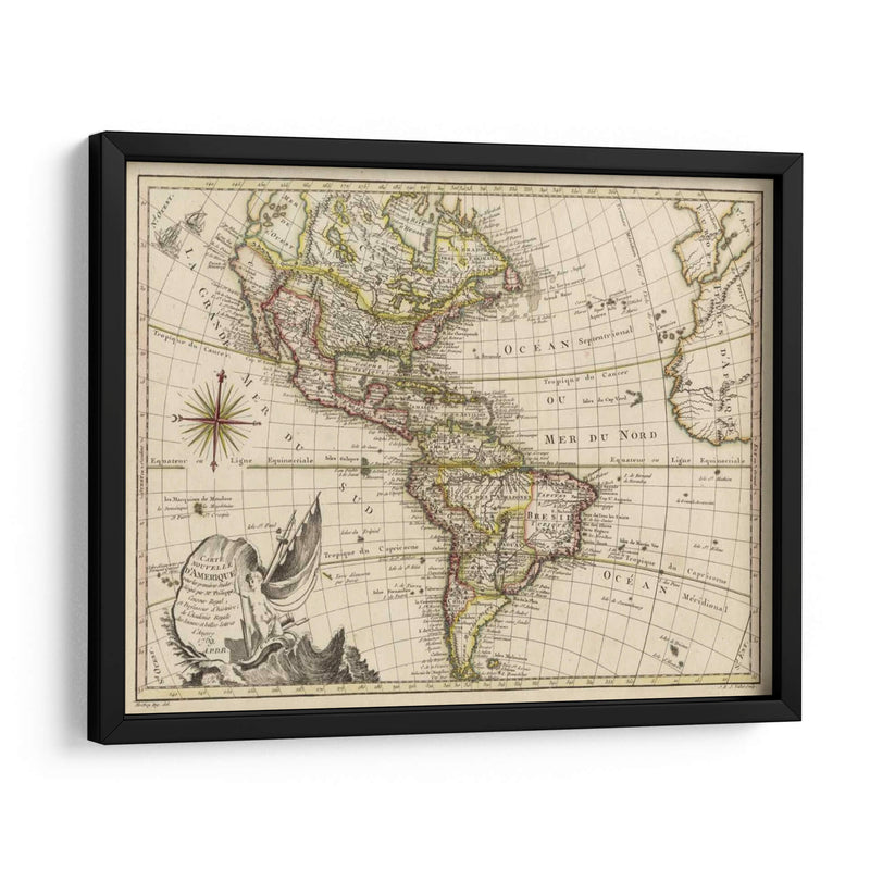 Un Nuevo Mapa De América - 1769 - Vallet | Cuadro decorativo de Canvas Lab