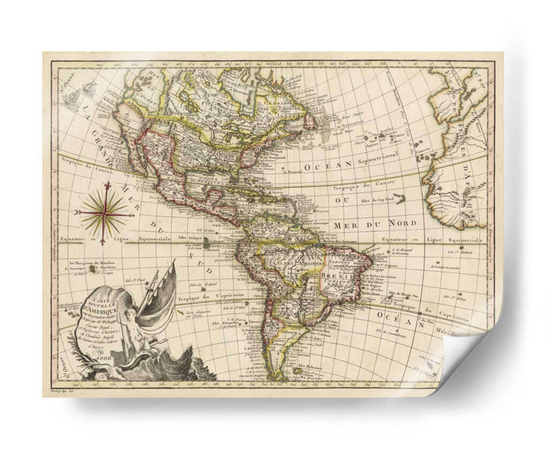 Un Nuevo Mapa De América - 1769 - Vallet | Cuadro decorativo de Canvas Lab