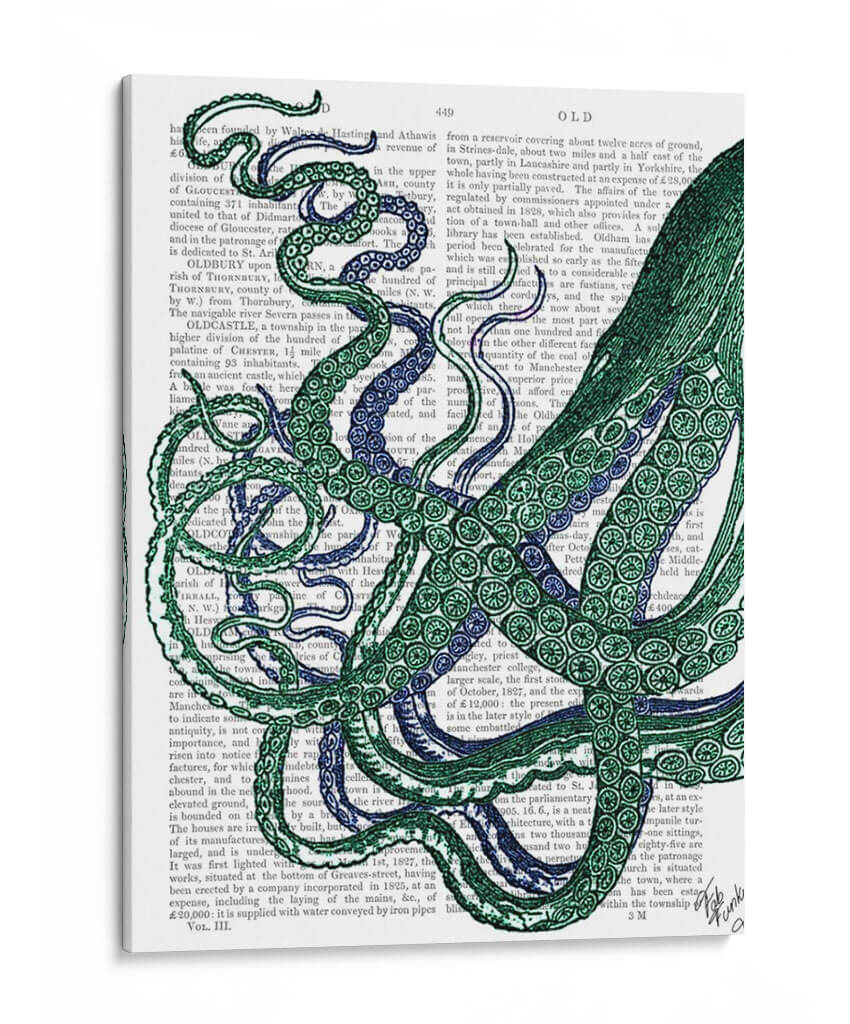 Tentáculos De Pulpo Verde Y Azul. - Fab Funky | Cuadro decorativo de Canvas Lab
