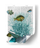 Conchas Y Corales Azules De Pescado. - Fab Funky | Cuadro decorativo de Canvas Lab