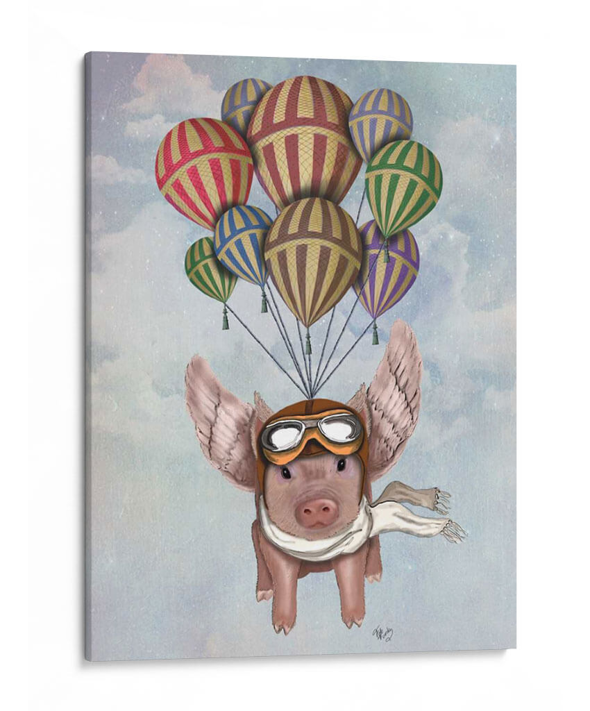 Cerdo Y Globos - Fab Funky | Cuadro decorativo de Canvas Lab