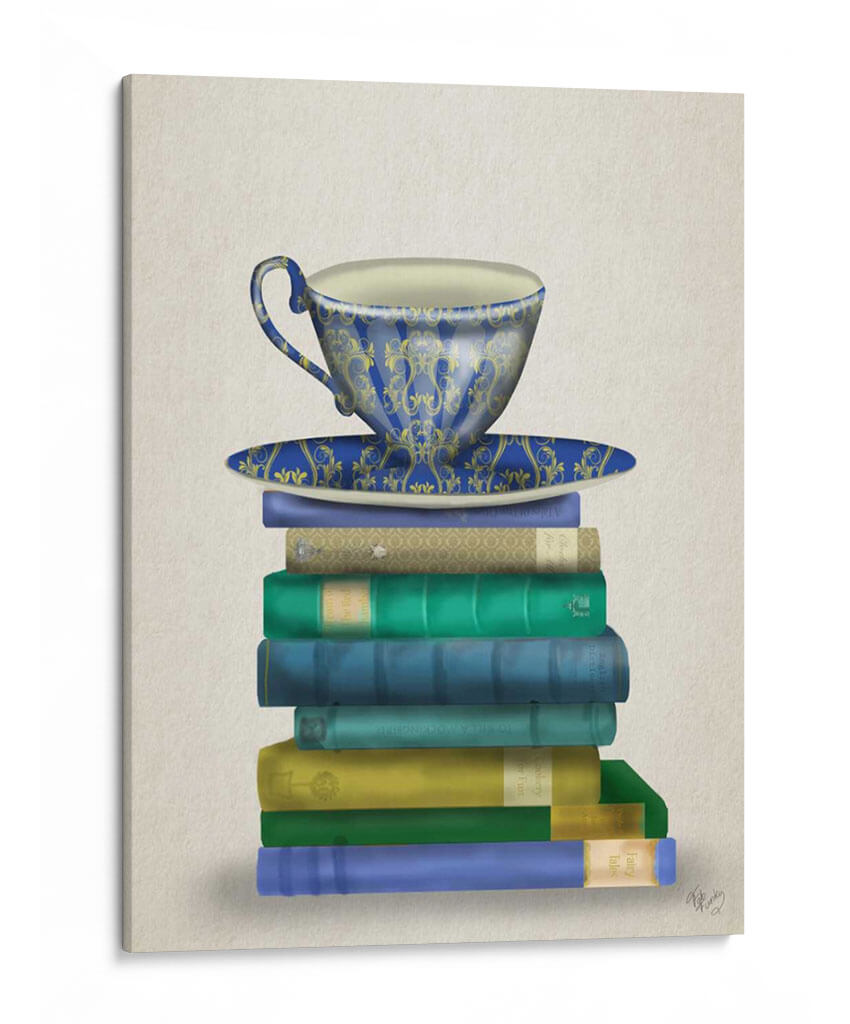 Taza De Té Y Libros - Fab Funky | Cuadro decorativo de Canvas Lab