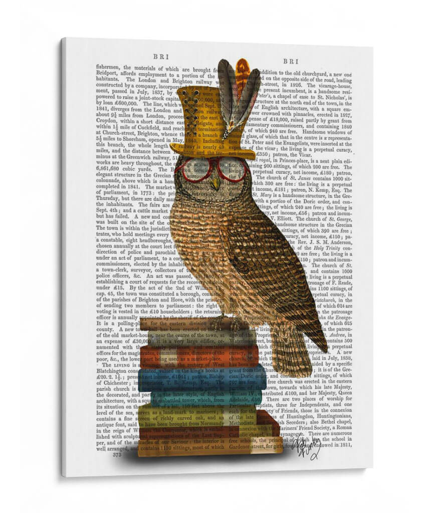 Búho En Libros - Fab Funky | Cuadro decorativo de Canvas Lab