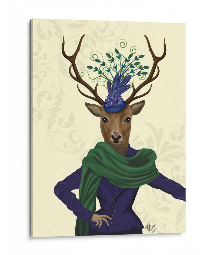 Ciervos Y Fascinador - Fab Funky | Cuadro decorativo de Canvas Lab