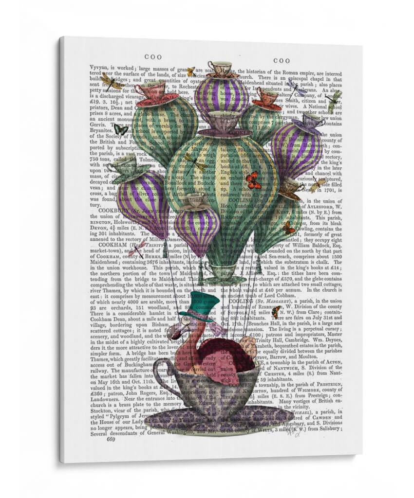 Dodo En Taza De Té Con Libélulas - Fab Funky | Cuadro decorativo de Canvas Lab