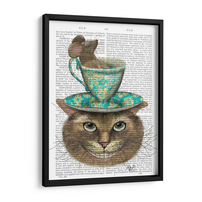 Gato De Cheshire Con Taza En La Cabeza - Fab Funky | Cuadro decorativo de Canvas Lab