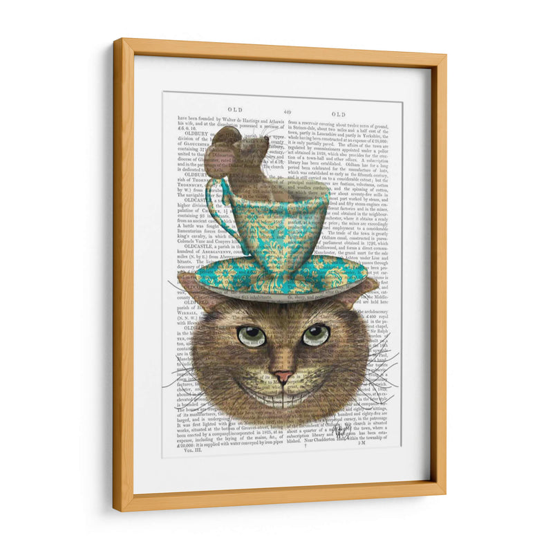 Gato De Cheshire Con Taza En La Cabeza - Fab Funky | Cuadro decorativo de Canvas Lab