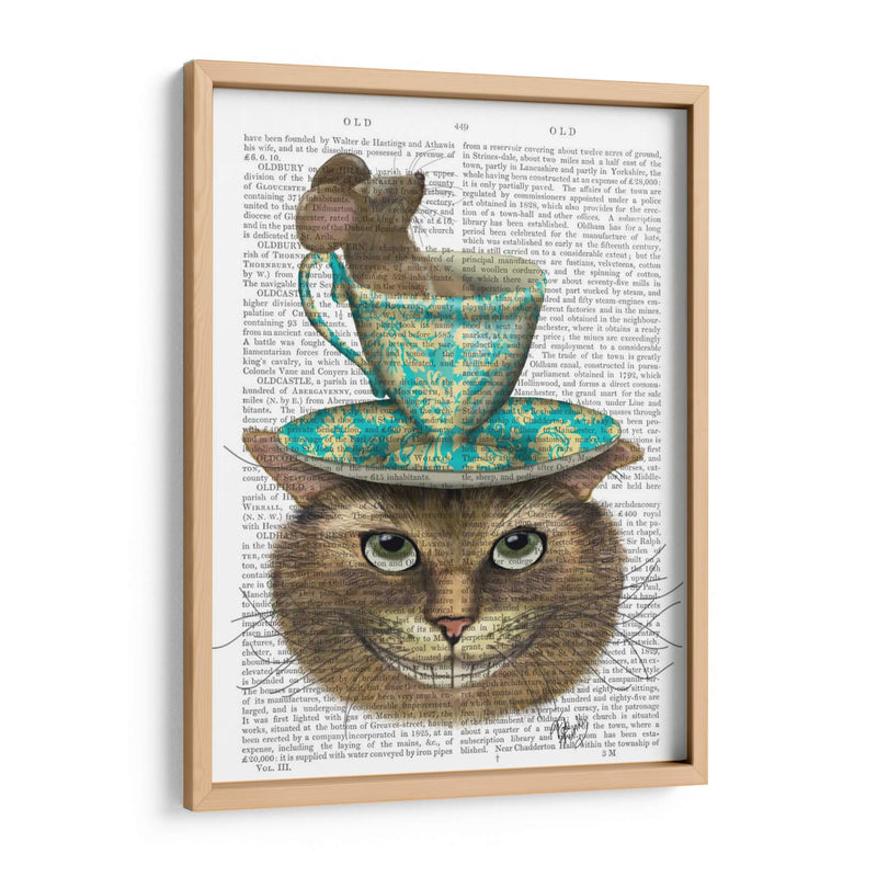 Gato De Cheshire Con Taza En La Cabeza - Fab Funky | Cuadro decorativo de Canvas Lab