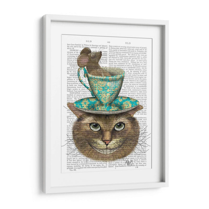 Gato De Cheshire Con Taza En La Cabeza - Fab Funky | Cuadro decorativo de Canvas Lab