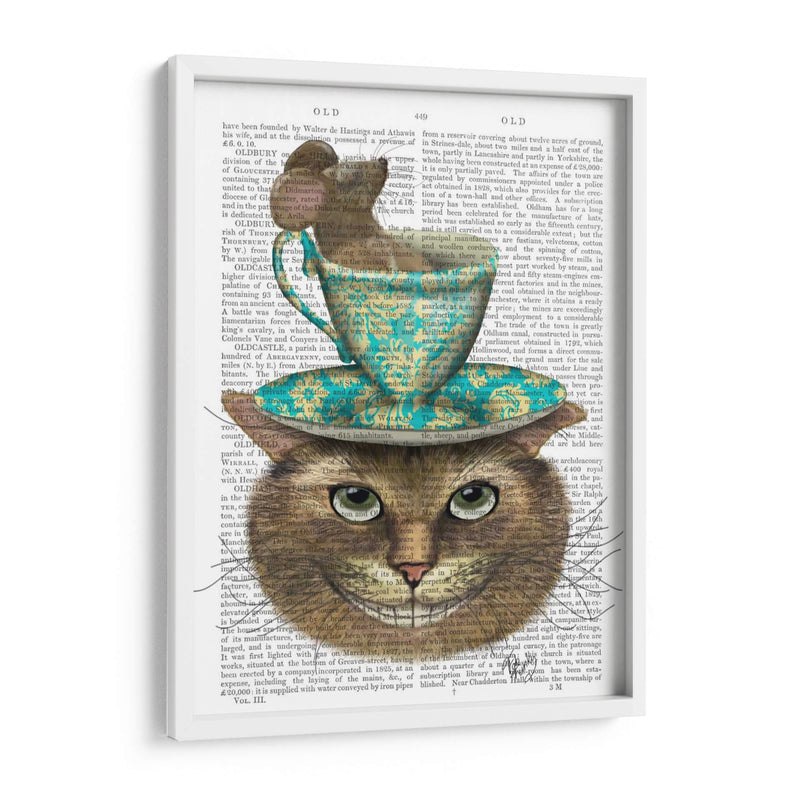 Gato De Cheshire Con Taza En La Cabeza - Fab Funky | Cuadro decorativo de Canvas Lab