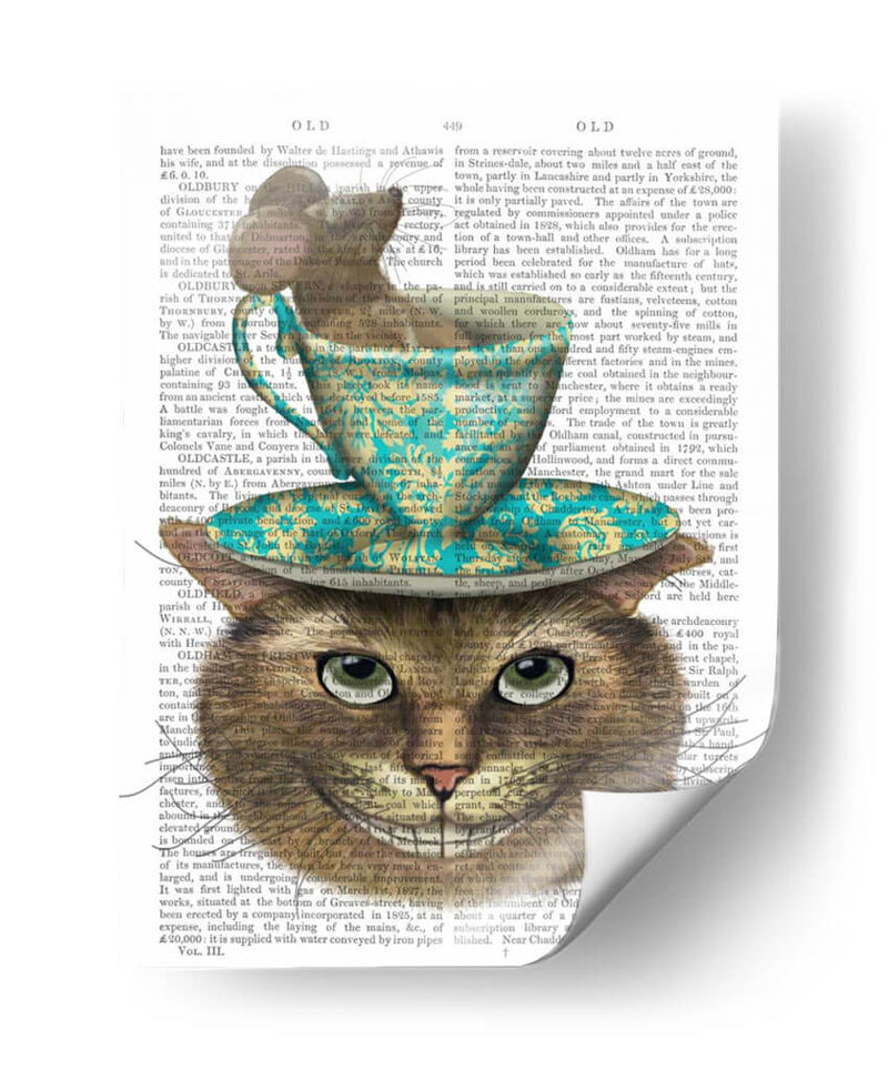 Gato De Cheshire Con Taza En La Cabeza - Fab Funky | Cuadro decorativo de Canvas Lab