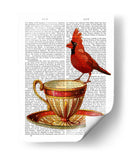 Taza De Té Y Cardenal Rojo - Fab Funky | Cuadro decorativo de Canvas Lab