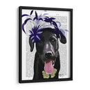 Labrador Negro Con Fascinador Azul. - Fab Funky | Cuadro decorativo de Canvas Lab
