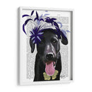 Labrador Negro Con Fascinador Azul. - Fab Funky | Cuadro decorativo de Canvas Lab